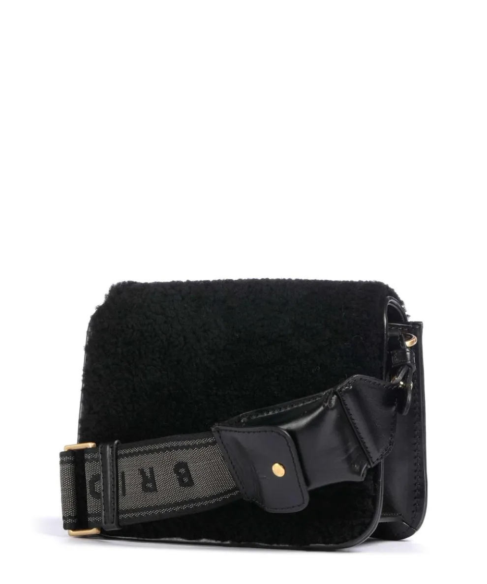 Lucrezia Wow Umhängetasche fein genarbtes Rindsleder, Fell schwarz