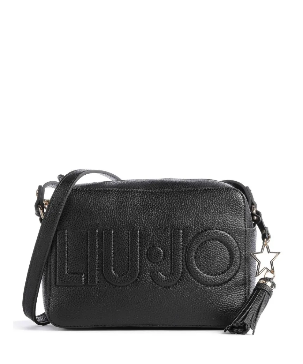 Logo Umhängetasche Lederimitat schwarz