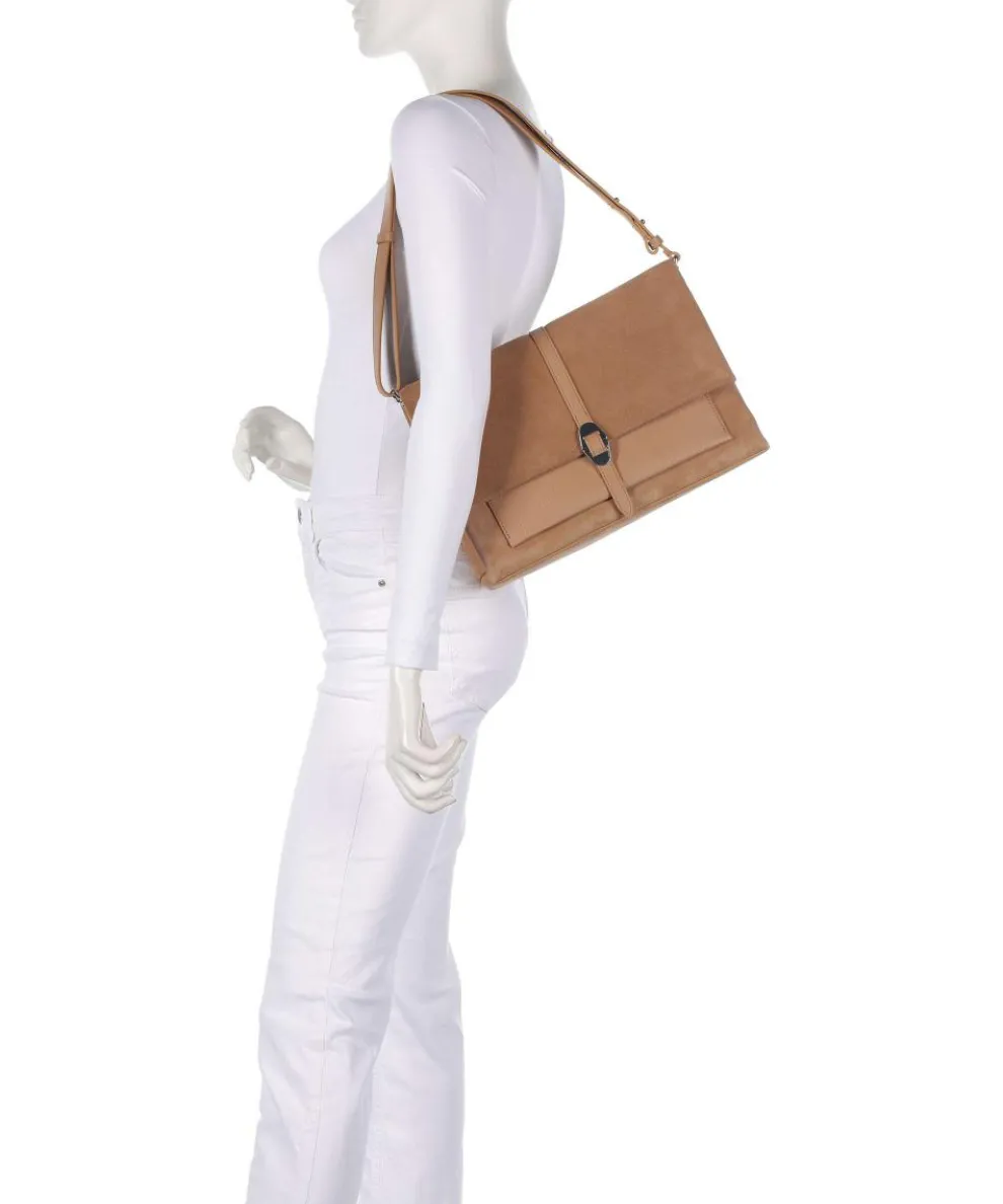 Dorian Schultertasche aufgerautes Rindsleder hellbraun