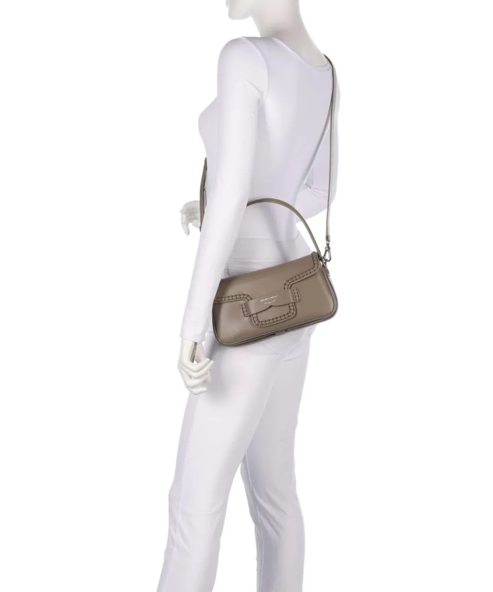 Mina Schultertasche fein genarbtes Rindsleder taupe