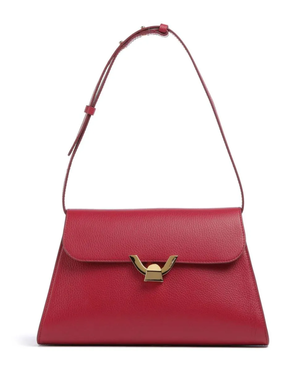 Dew Schultertasche genarbtes Leder rot