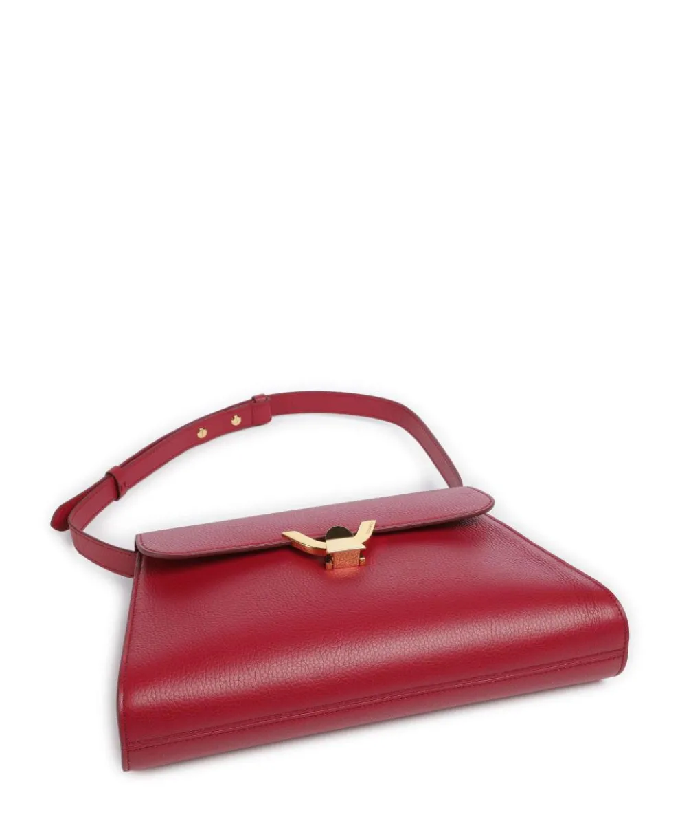 Dew Schultertasche genarbtes Leder rot