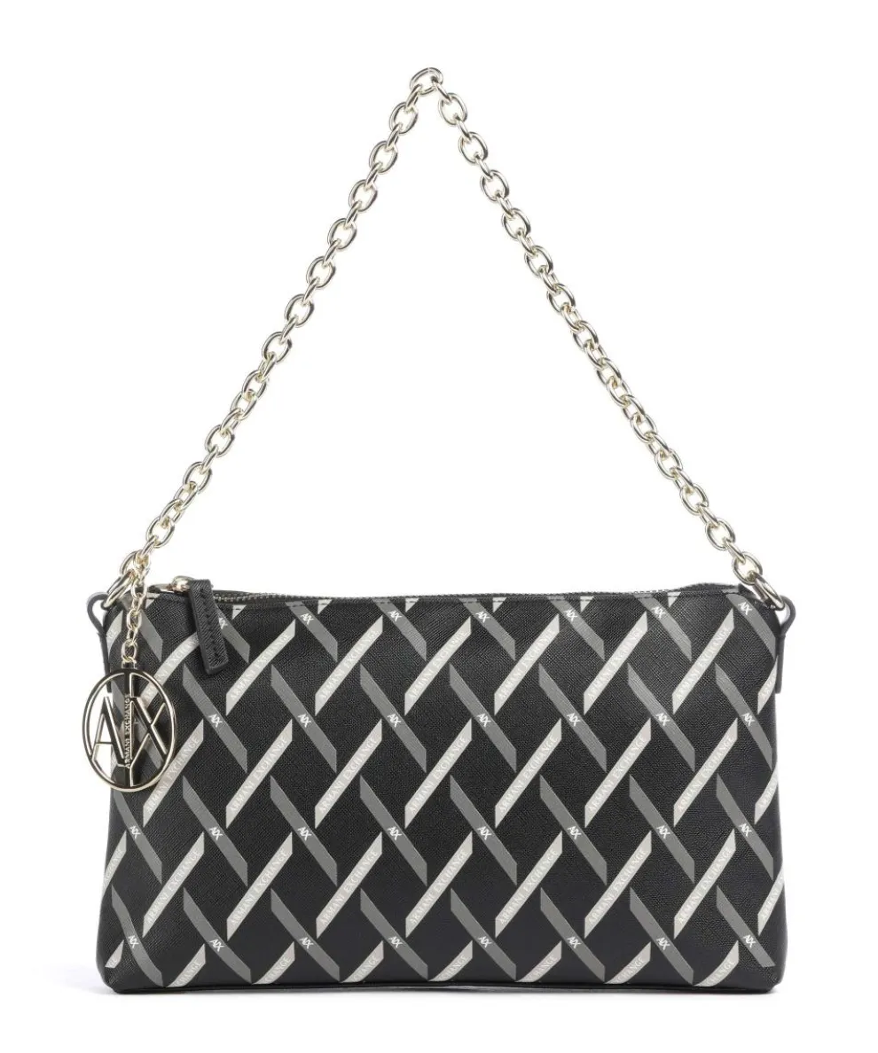 Gynger Logo Schultertasche Lederimitat schwarz