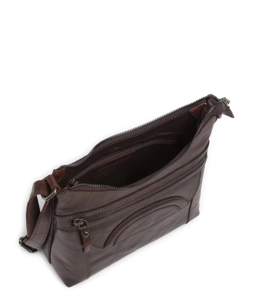 Bronco Elien Umhängetasche fein genarbtes Leder dunkelbraun