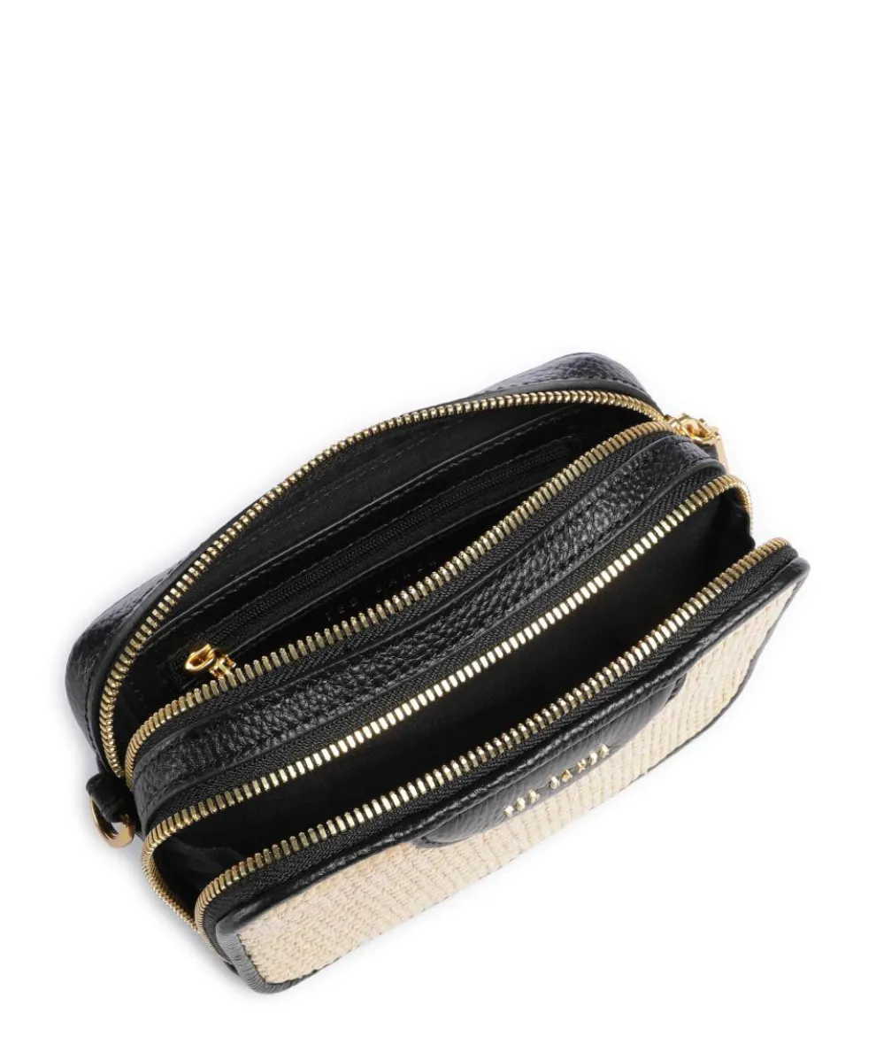 Baria Umhängetasche genarbtes Rindsleder, Kunststoff schwarz/beige