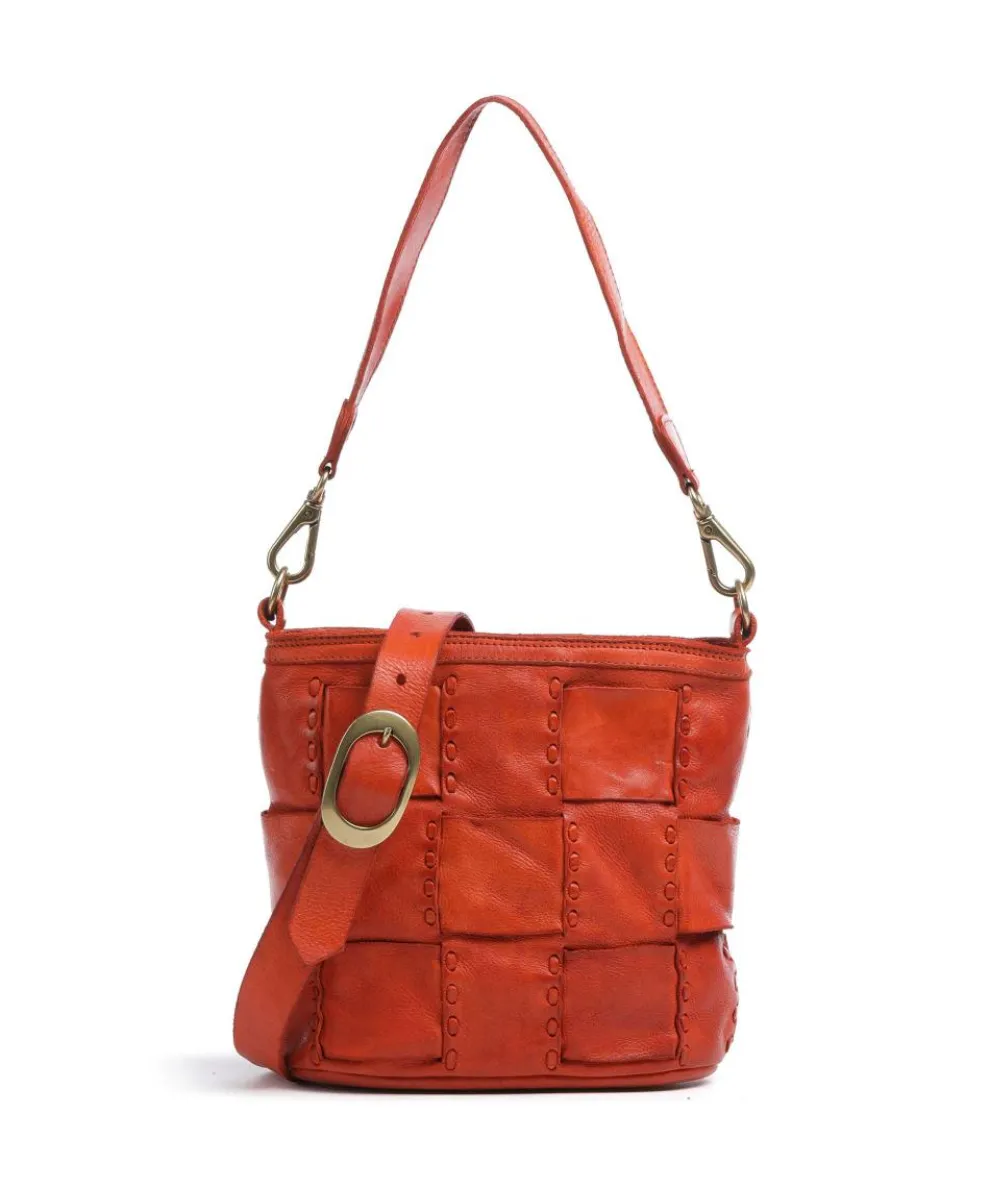 Schultertasche fein genarbtes Rindsleder orange