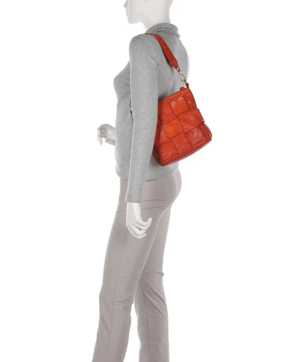 Schultertasche fein genarbtes Rindsleder orange