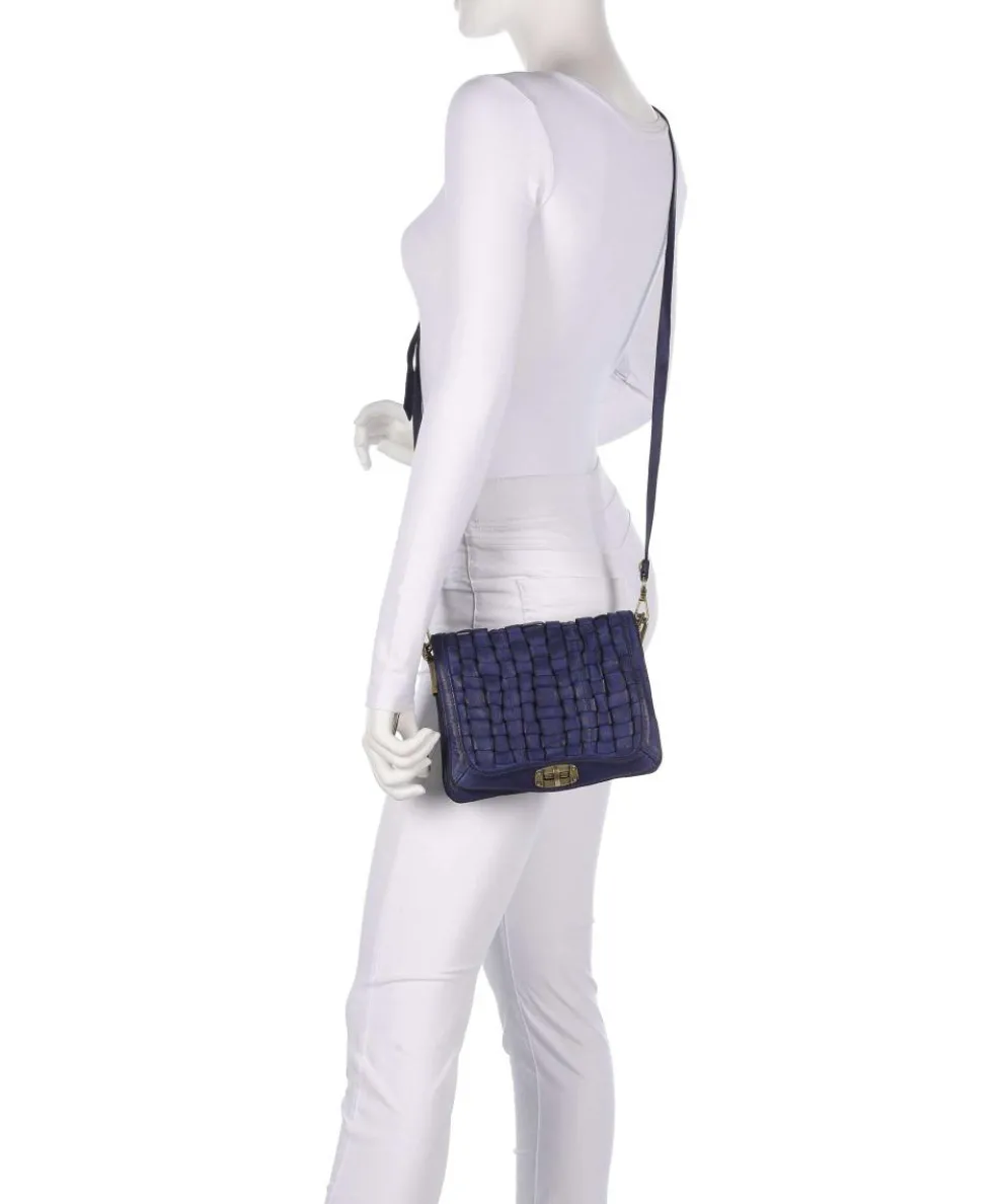 Schultertasche fein genarbtes Rindsleder dunkelblau