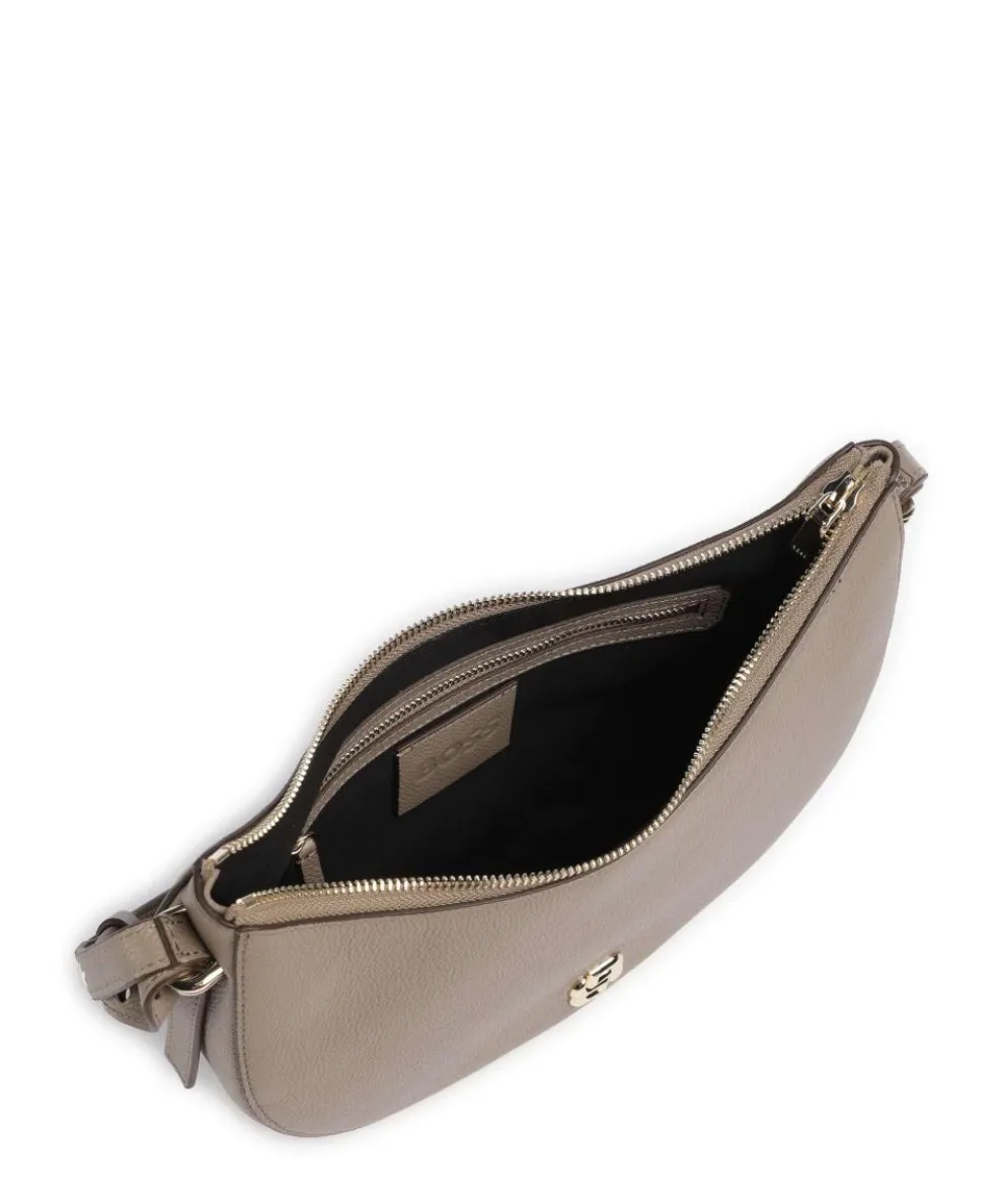 B Icon Schultertasche genarbtes Rindsleder braun