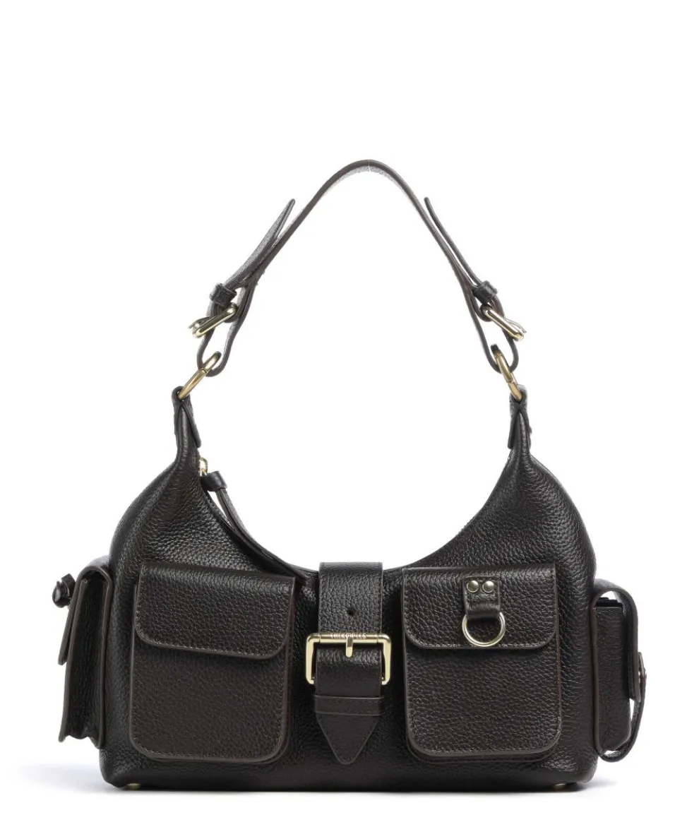 Amelia Schultertasche genarbtes Rindsleder dunkelbraun