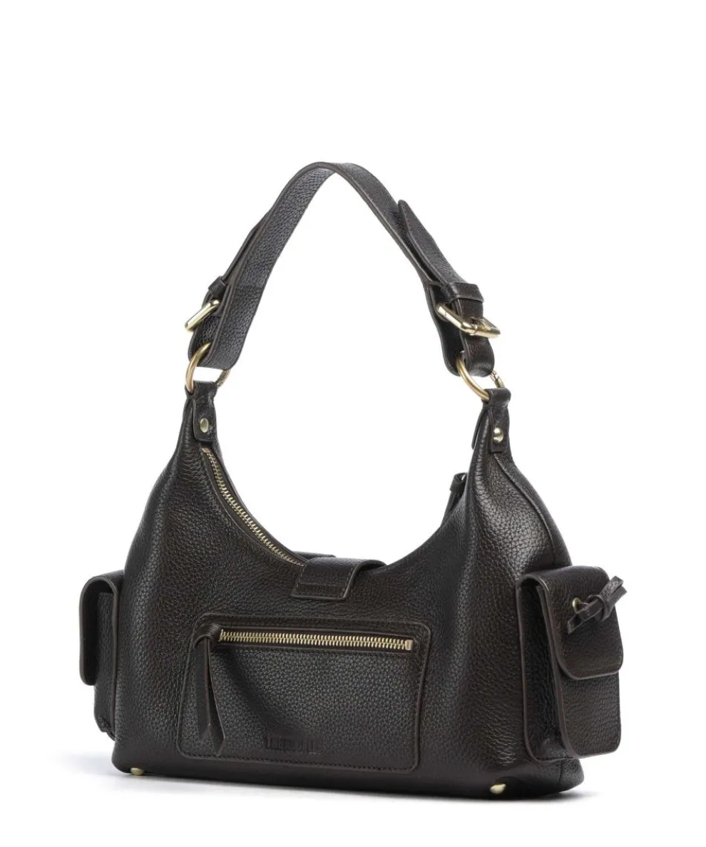 Amelia Schultertasche genarbtes Rindsleder dunkelbraun