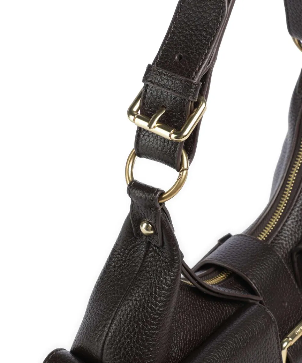 Amelia Schultertasche genarbtes Rindsleder dunkelbraun