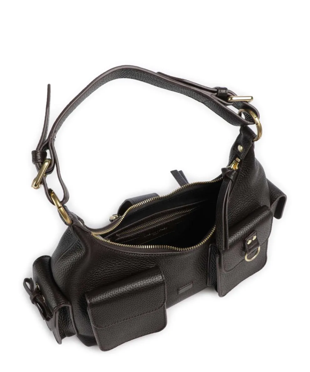 Amelia Schultertasche genarbtes Rindsleder dunkelbraun