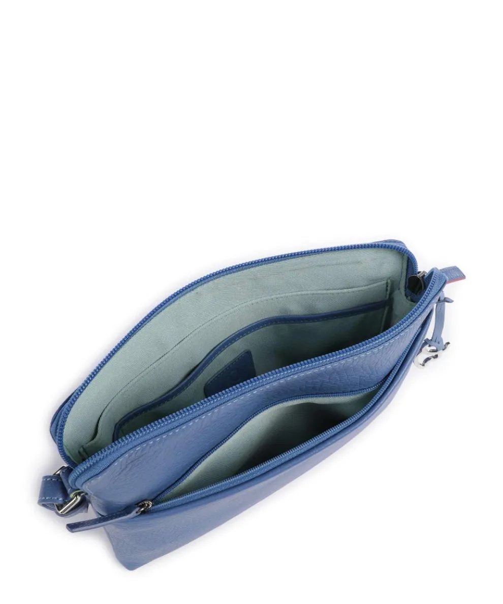 Milano Umhängetasche genarbtes Leder blau