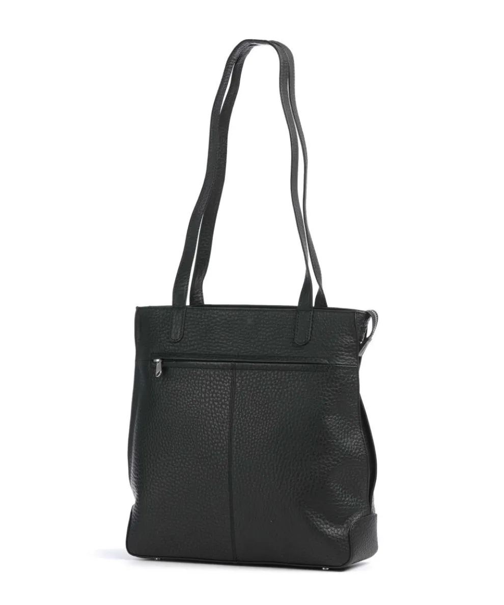 Hirsch Calla Schultertasche genarbtes Leder schwarz