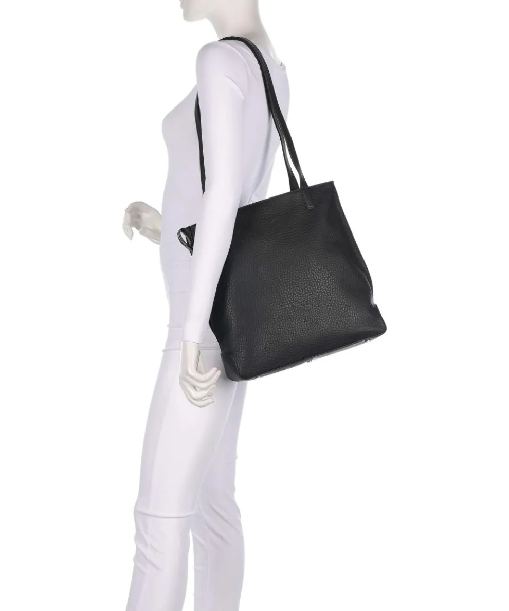 Hirsch Calla Schultertasche genarbtes Leder schwarz