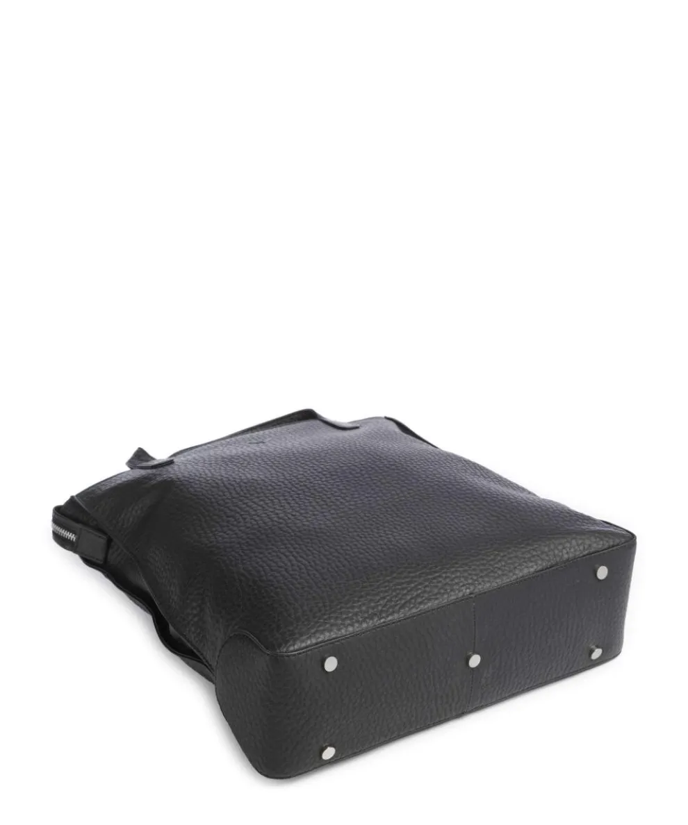 Hirsch Calla Schultertasche genarbtes Leder schwarz