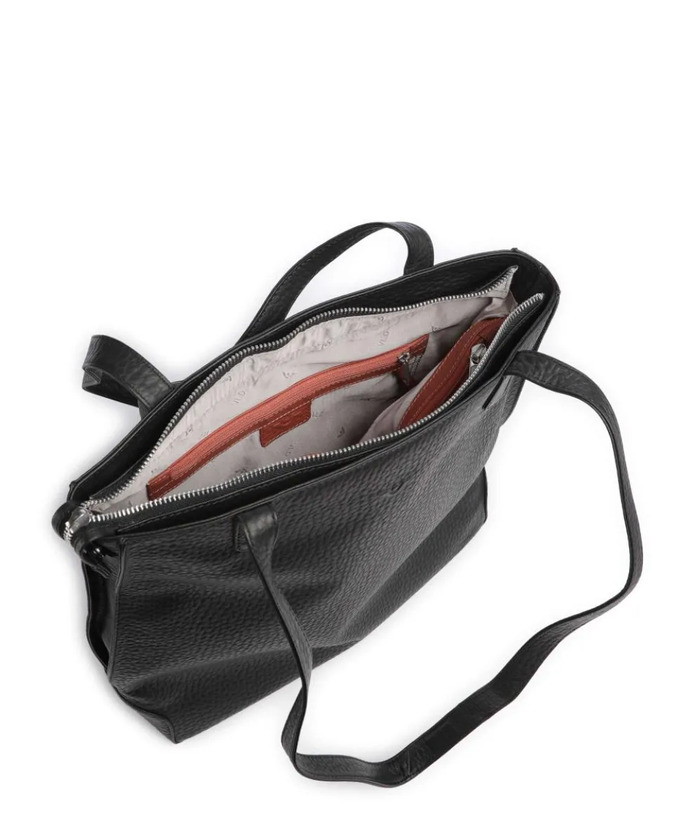 Hirsch Calla Schultertasche genarbtes Leder schwarz