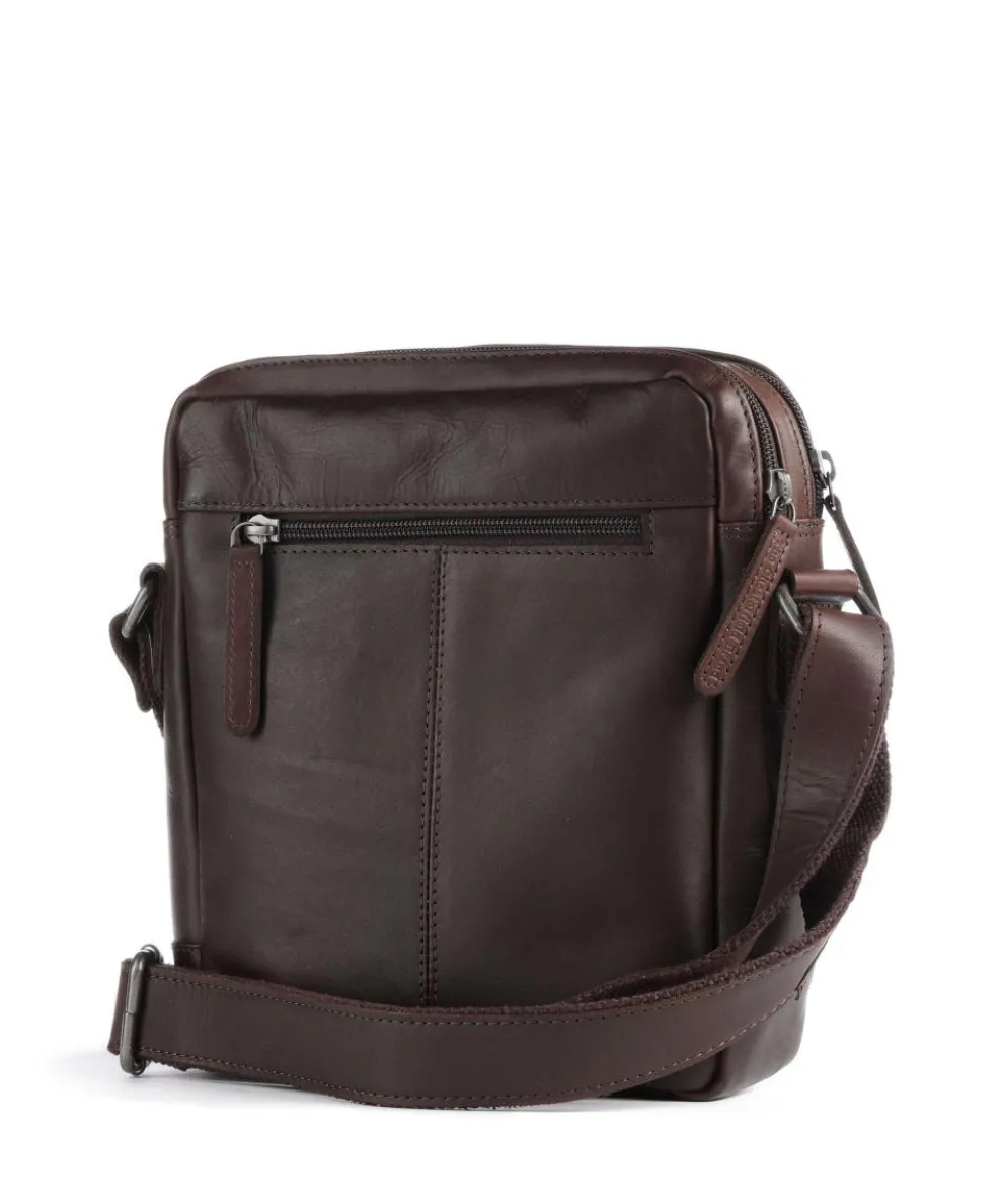 Cow Wax Pull Up Arnhem Umhängetasche fein genarbtes Leder dunkelbraun