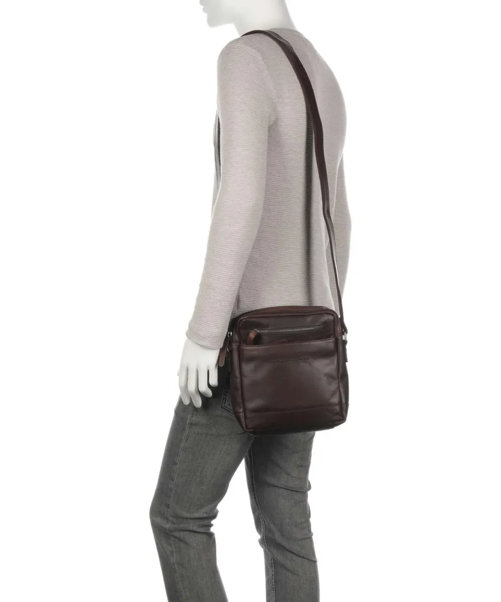 Cow Wax Pull Up Arnhem Umhängetasche fein genarbtes Leder dunkelbraun