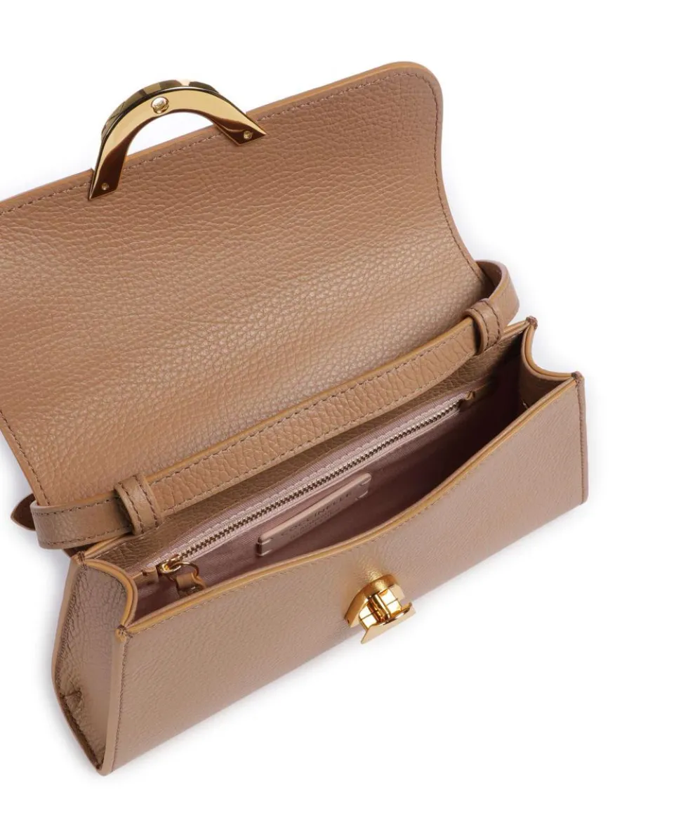 Dew Schultertasche genarbtes Rindsleder hellbraun