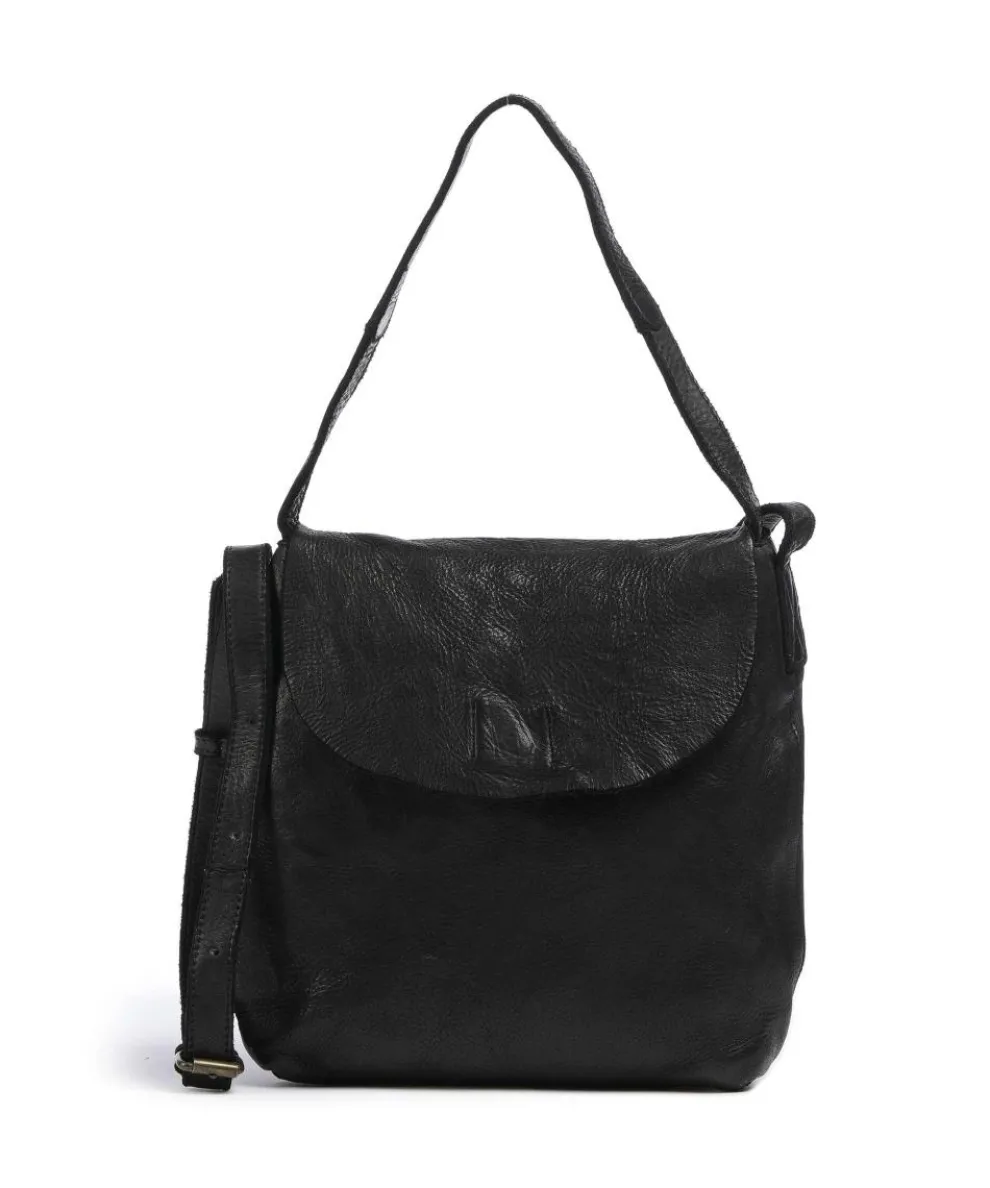 Submarine Schultertasche genarbtes Rindsleder schwarz