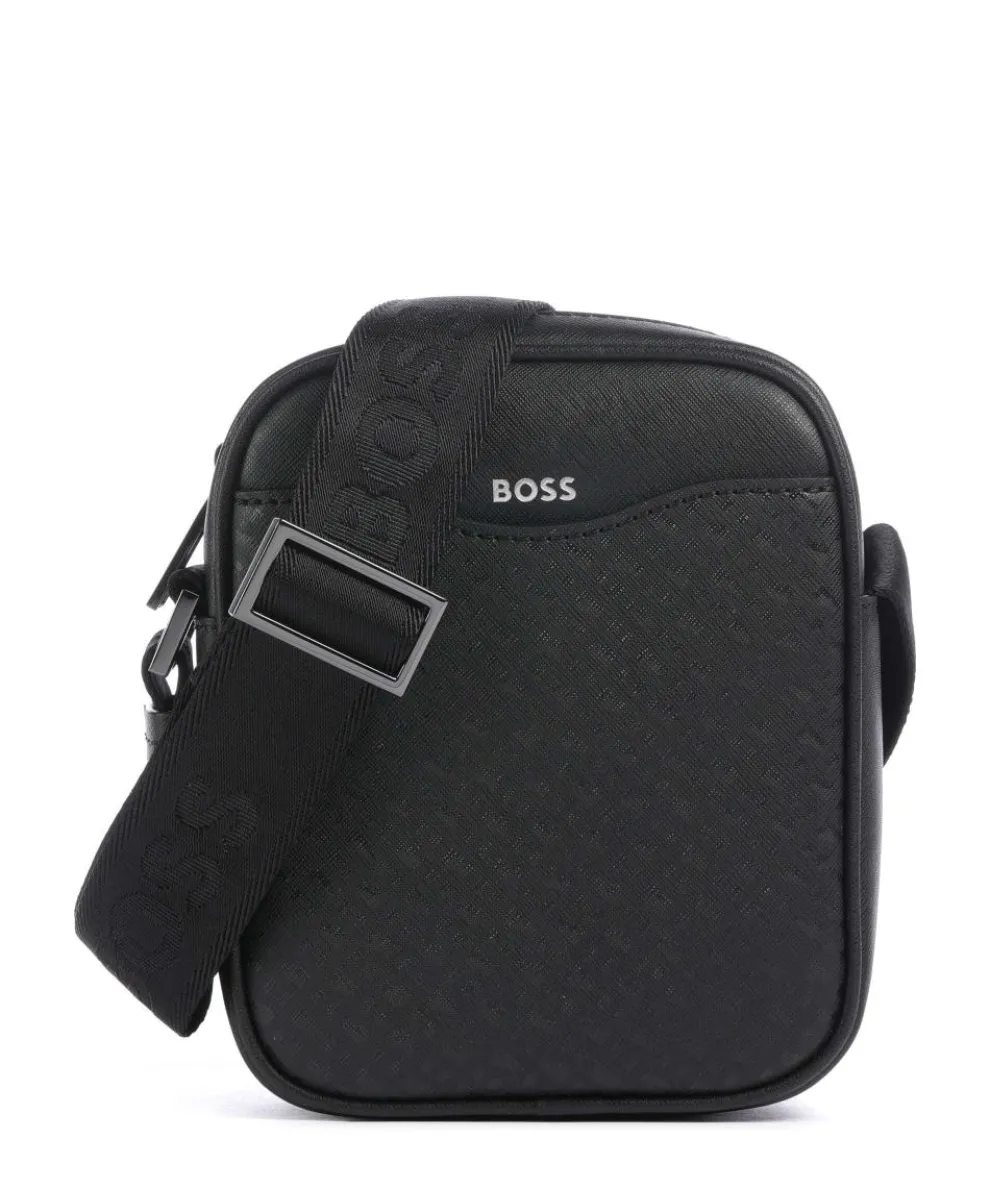 Zair Umhängetasche fein genarbtes Leder schwarz