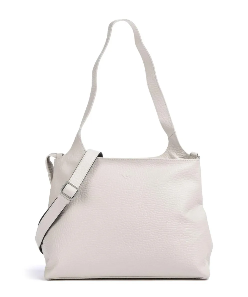 Hirsch Gisela Schultertasche genarbtes Leder creme