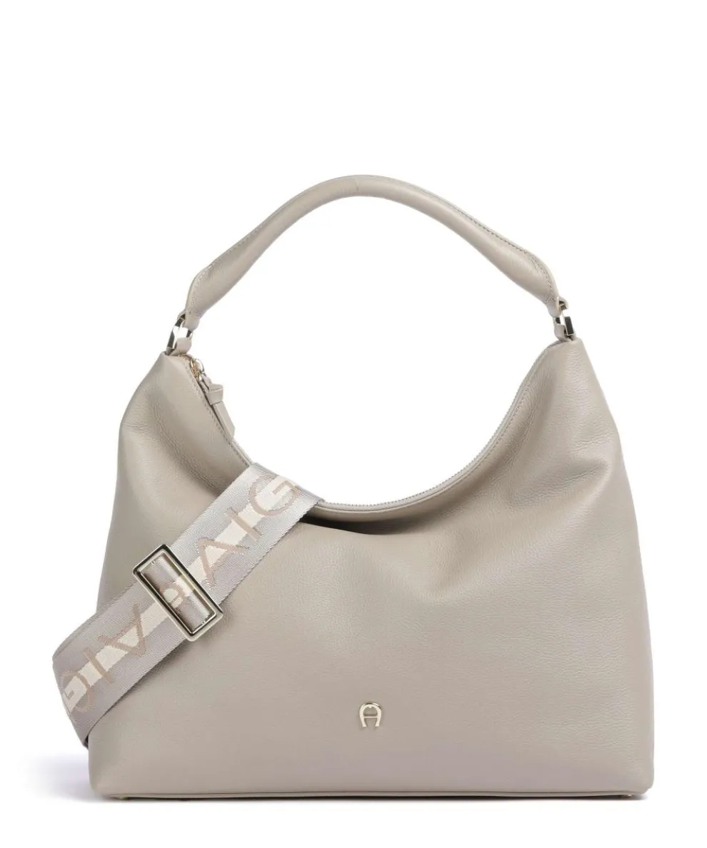 Zita M Beuteltasche genarbtes Rindsleder beige