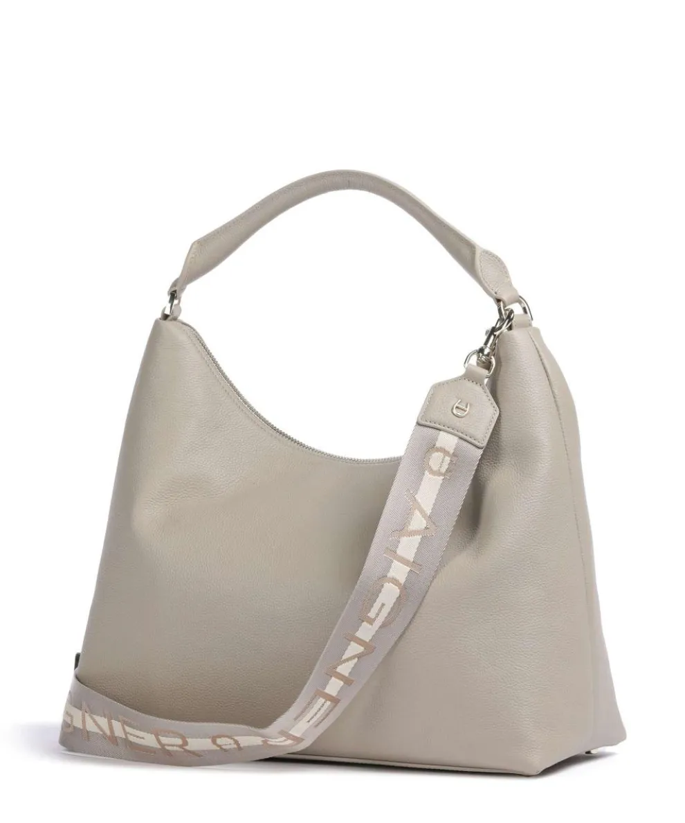 Zita M Beuteltasche genarbtes Rindsleder beige