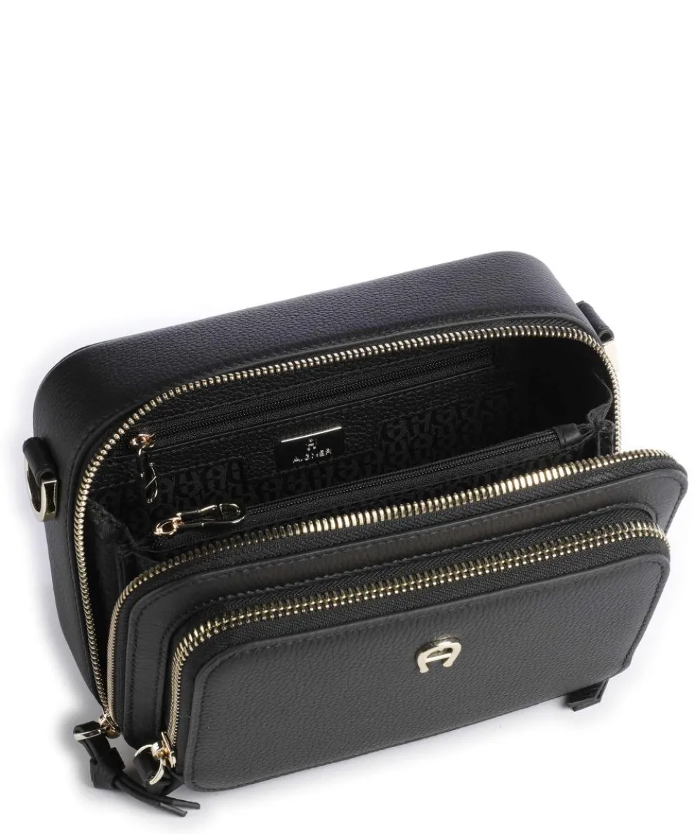 Zita S Umhängetasche genarbtes Rindsleder schwarz