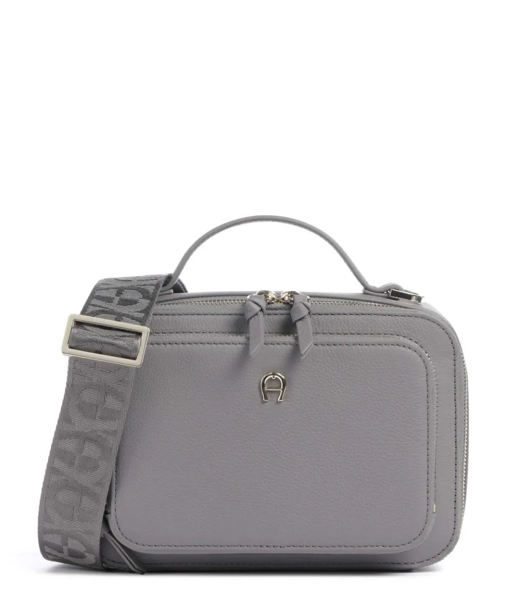 Zita S Umhängetasche genarbtes Rindsleder grau