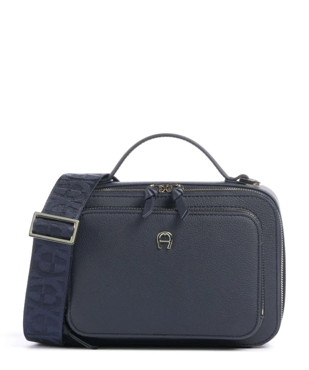 Zita S Umhängetasche genarbtes Rindsleder dunkelblau