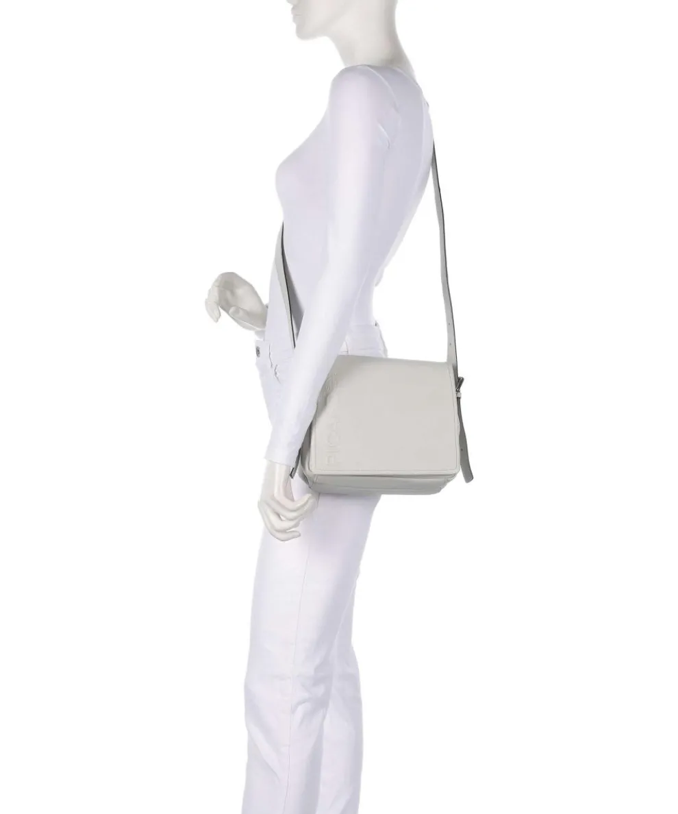 Zoom Umhängetasche genarbtes Rindsleder hellgrau