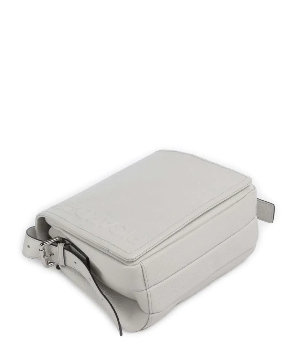 Zoom Umhängetasche genarbtes Rindsleder hellgrau
