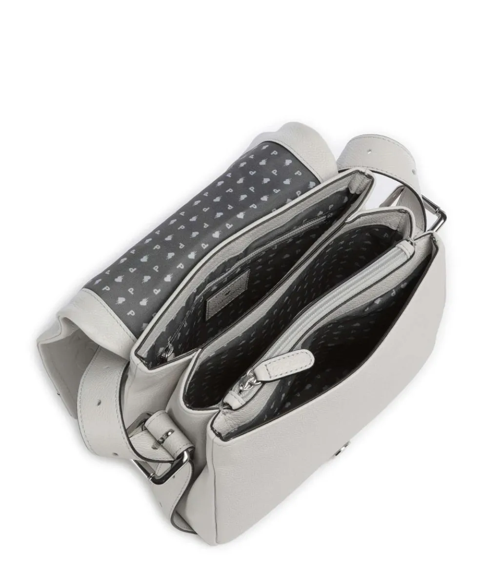 Zoom Umhängetasche genarbtes Rindsleder hellgrau