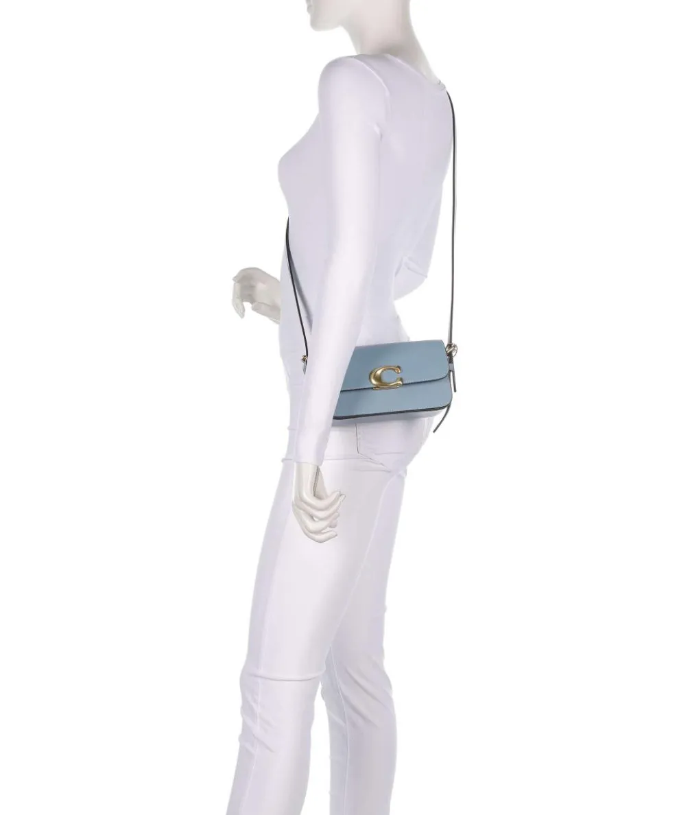 Zoe Schultertasche fein genarbtes Rindsleder blaugrau