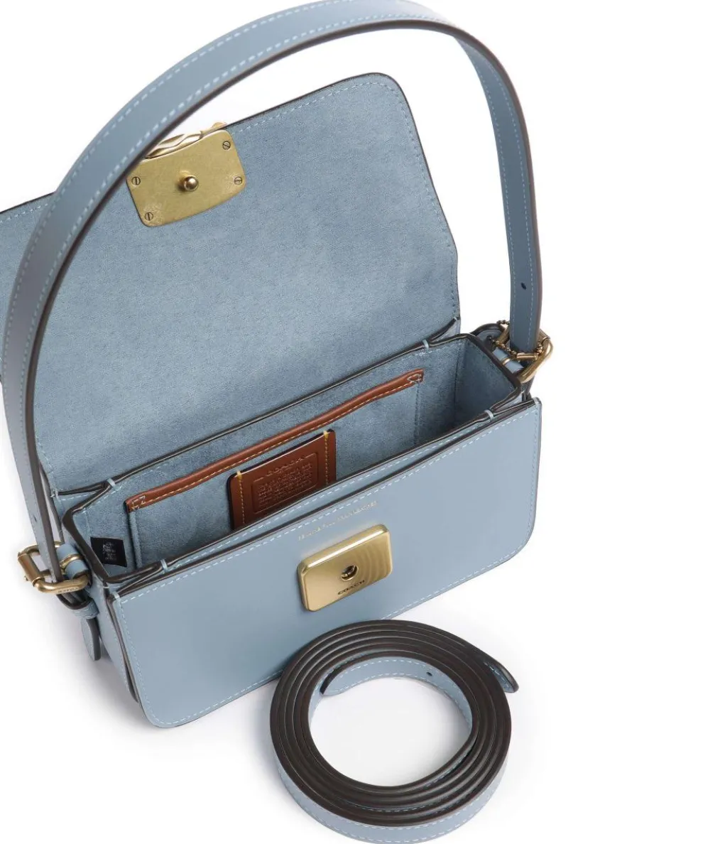 Zoe Schultertasche fein genarbtes Rindsleder blaugrau