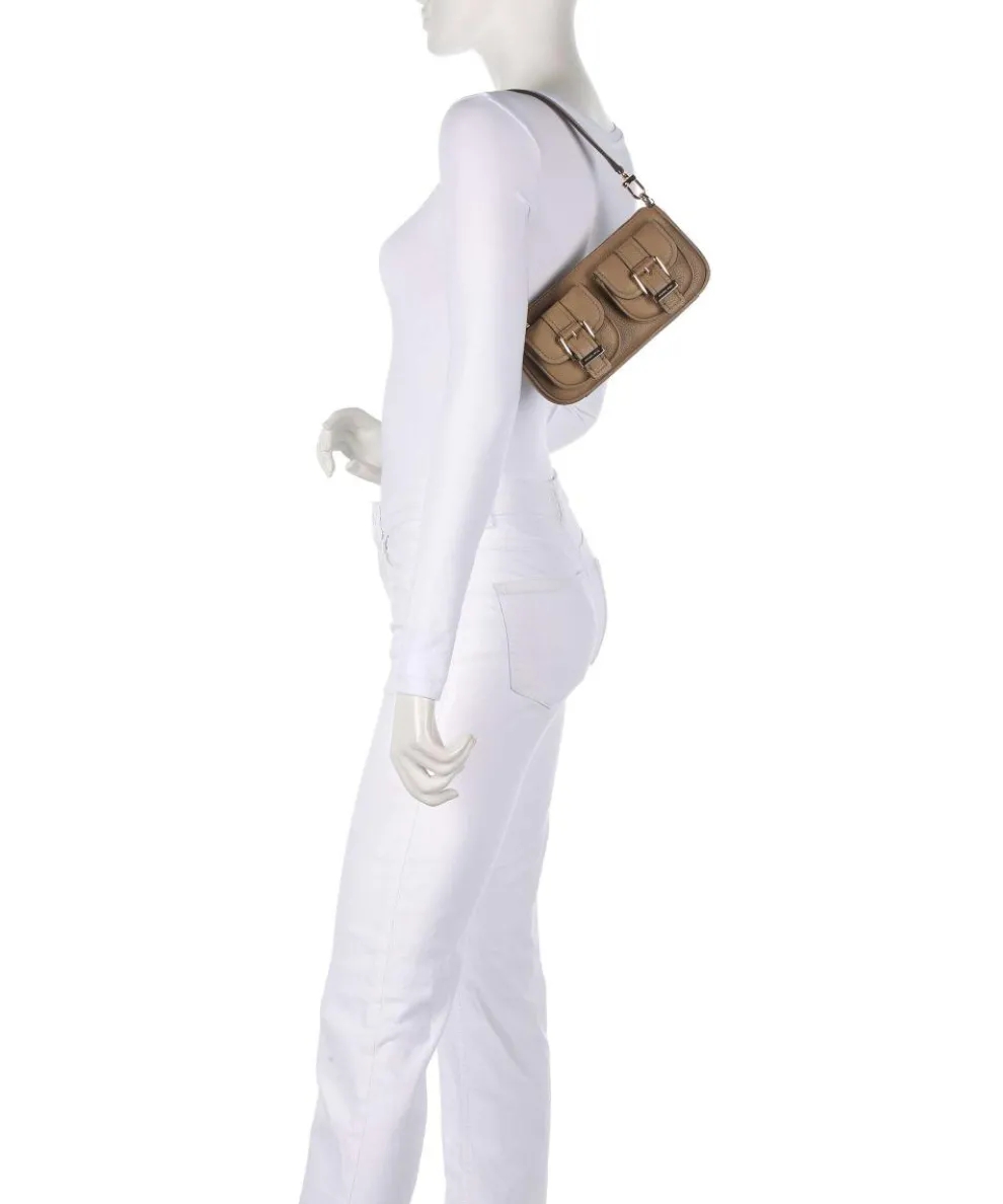 Zoe Small Schultertasche genarbtes Rindsleder hellbraun