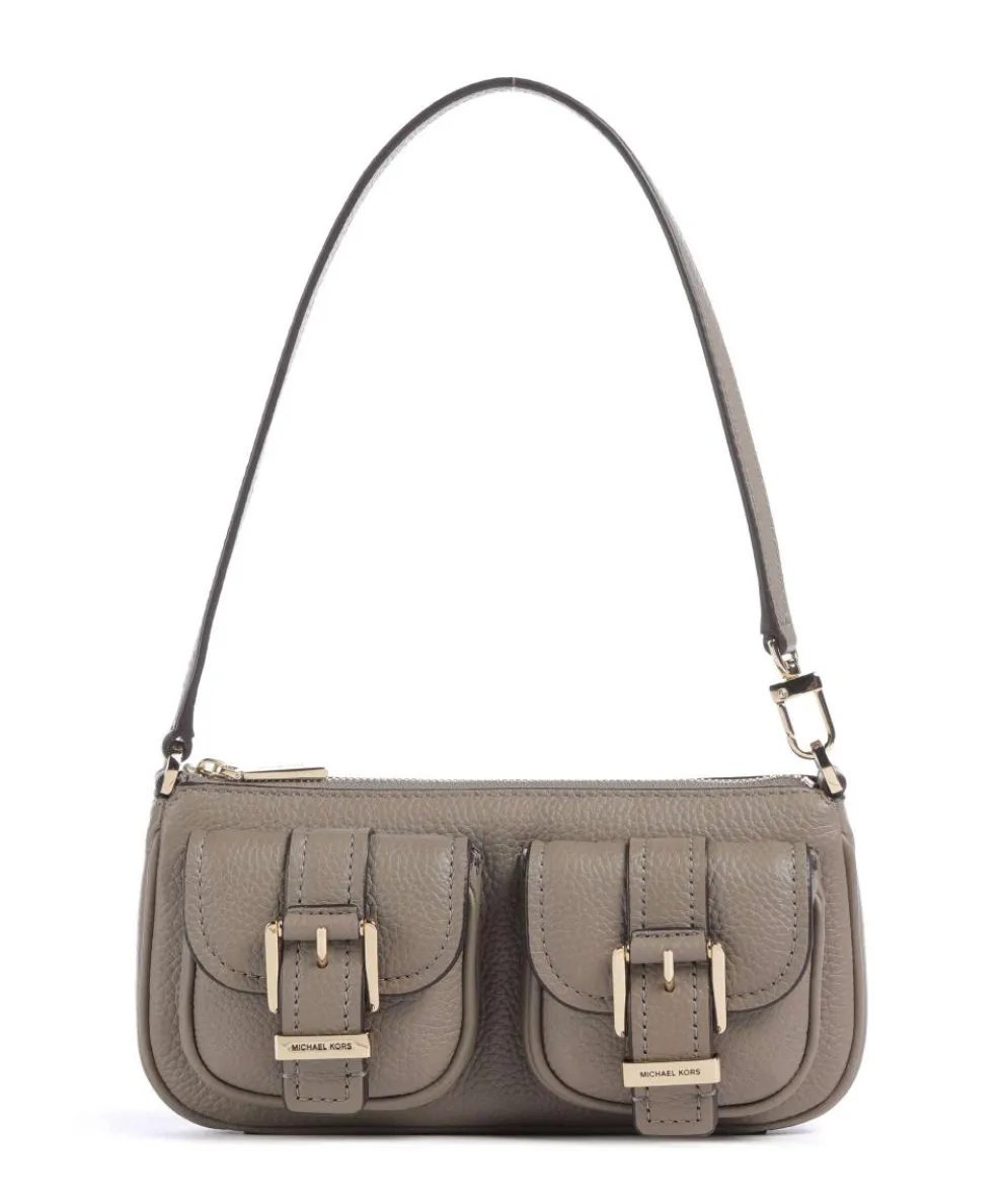 Zoe Small Schultertasche genarbtes Rindsleder taupe