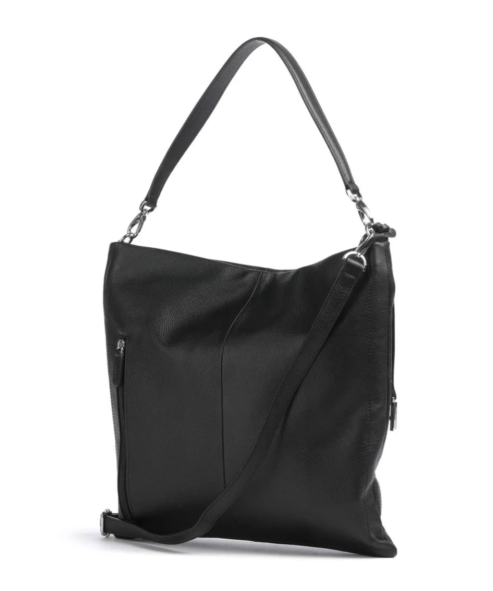 Zoom Beuteltasche genarbtes Rindsleder schwarz