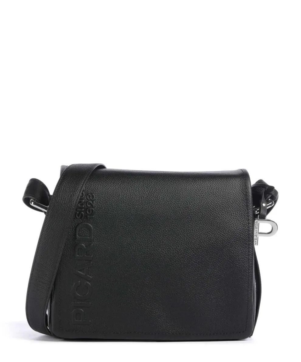 Zoom Umhängetasche genarbtes Rindsleder schwarz