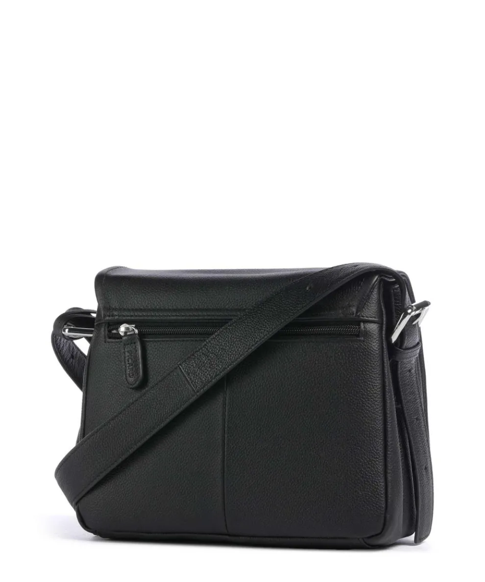 Zoom Umhängetasche genarbtes Rindsleder schwarz