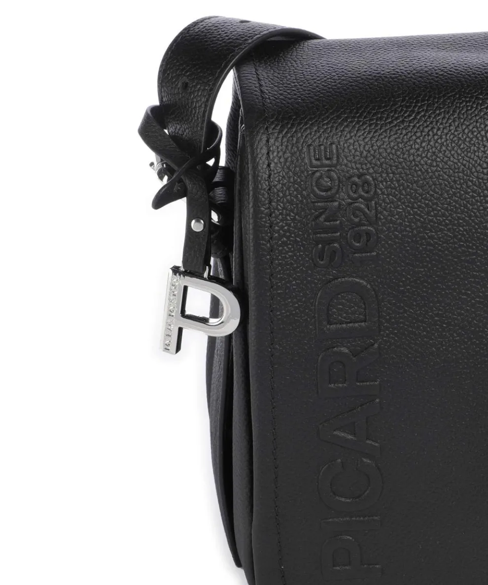 Zoom Umhängetasche genarbtes Rindsleder schwarz