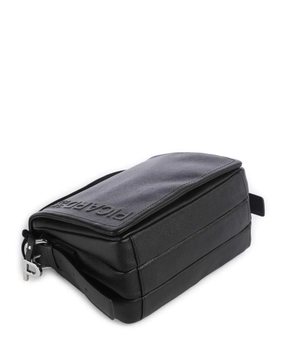 Zoom Umhängetasche genarbtes Rindsleder schwarz