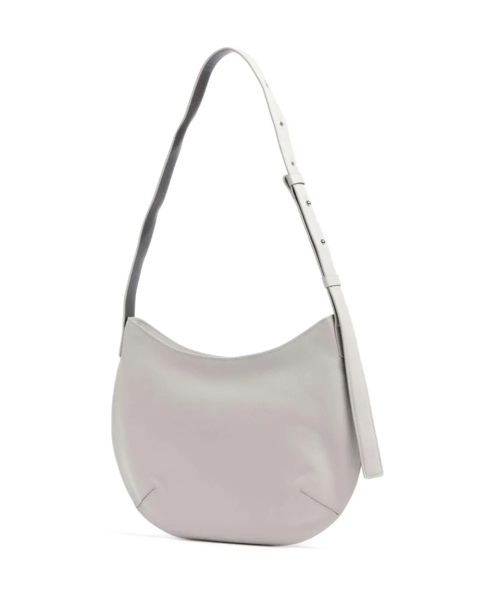 Hispani Beuteltasche fein genarbtes Leder hellgrau