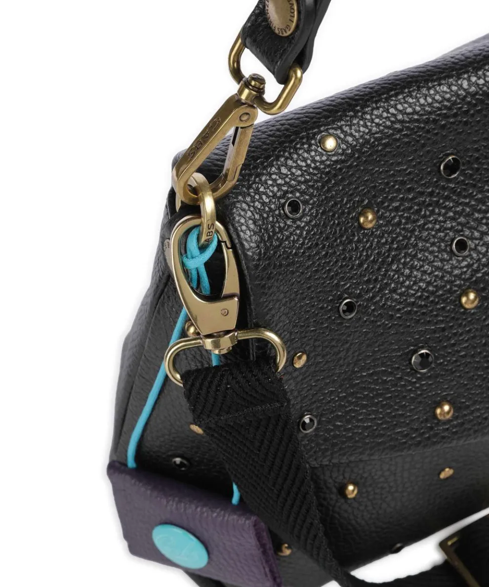 Guadalupe Nihan Schultertasche genarbtes Kalbsleder schwarz