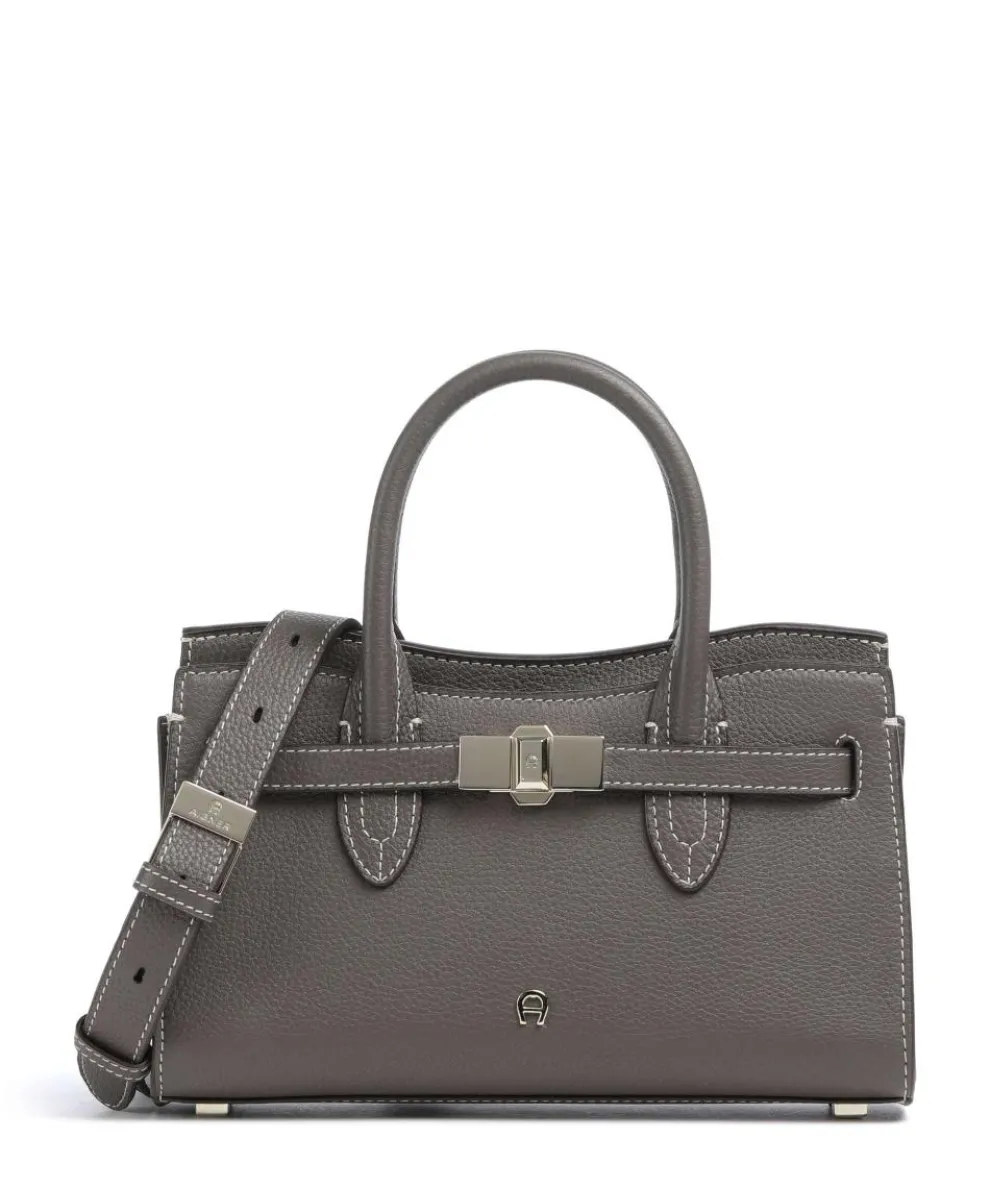 Farah S Handtasche genarbtes Rindsleder taupe