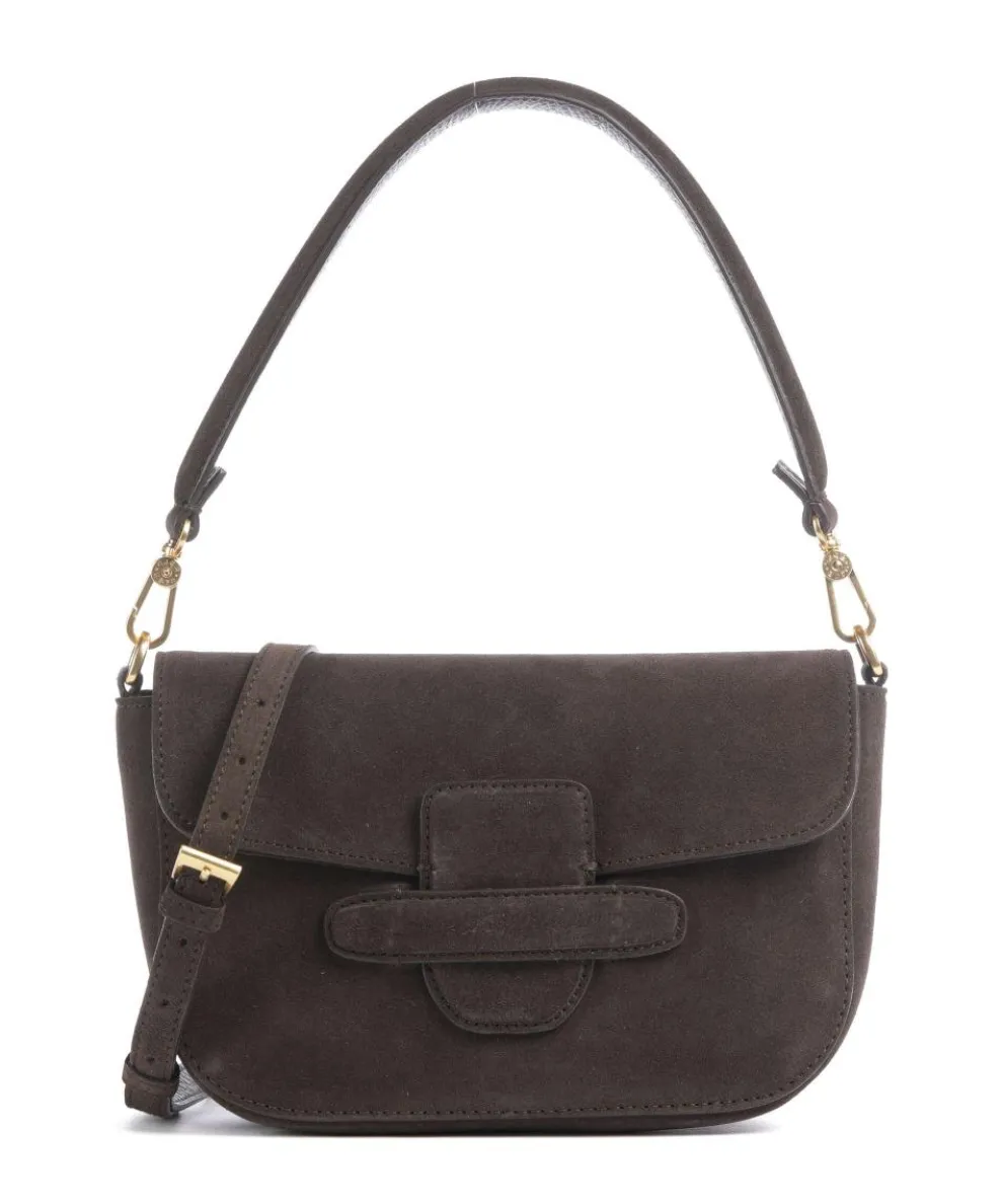Suede Camilla Schultertasche aufgerautes Leder dunkelbraun