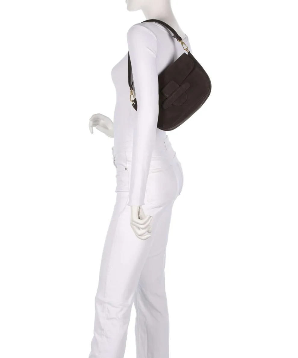 Suede Camilla Schultertasche aufgerautes Leder dunkelbraun